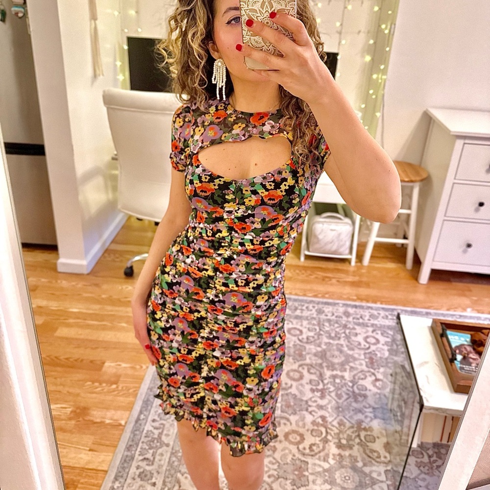 Cut Out Floral Dress